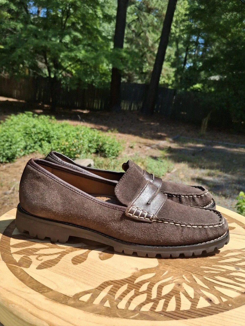 Cole Haan Men's Unisex Wyatt Brown Suede Lug Sole Penny Driving Loafer Size 6.5